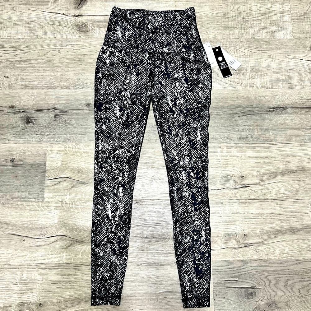 NWT XS Zelos Leggings Tight Snakeskin Shiny Leggings Athletic Yoga Tight Fit 065